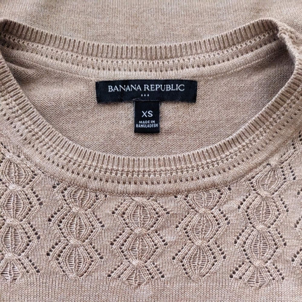 Banana Republic factory sweater pointelle neckline neutral capsule classic XS - Picture 6 of 7